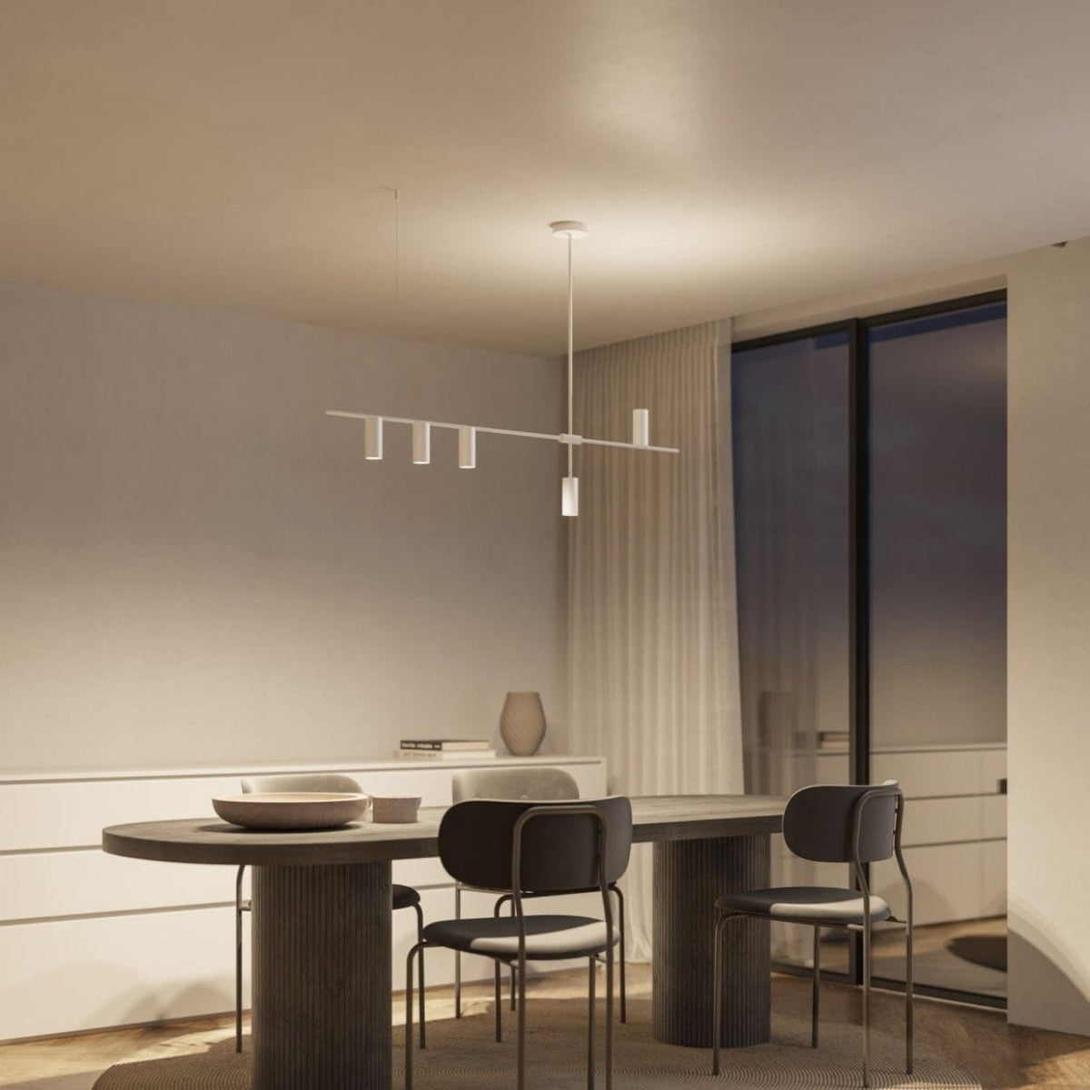 Ceiling Light Asymmetrical Cylinders Powder-Coated Aluminum