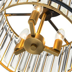 Ceiling Light Crystal Drum 3-Light Matte Black & Brass