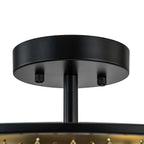 Ceiling Light Crystal Drum 3-Light Matte Black & Brass