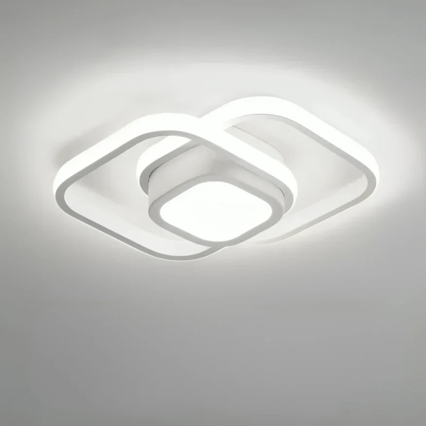 Ceiling Light Double-Ring LED Warm White Aluminum & Acrylic