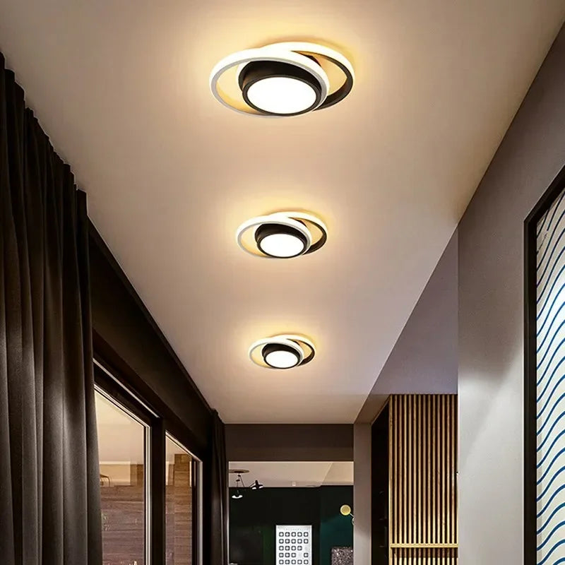 Ceiling Light Double-Ring LED Warm White Aluminum & Acrylic