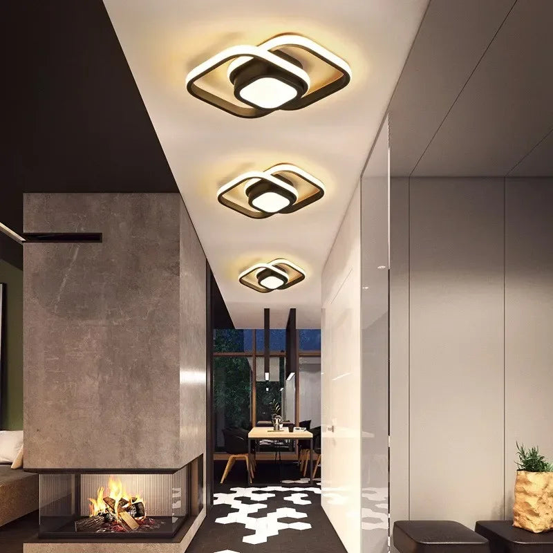 Ceiling Light Double-Ring LED Warm White Aluminum & Acrylic