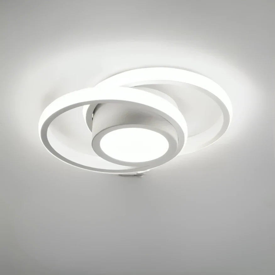 Ceiling Light Double-Ring LED Warm White Aluminum & Acrylic
