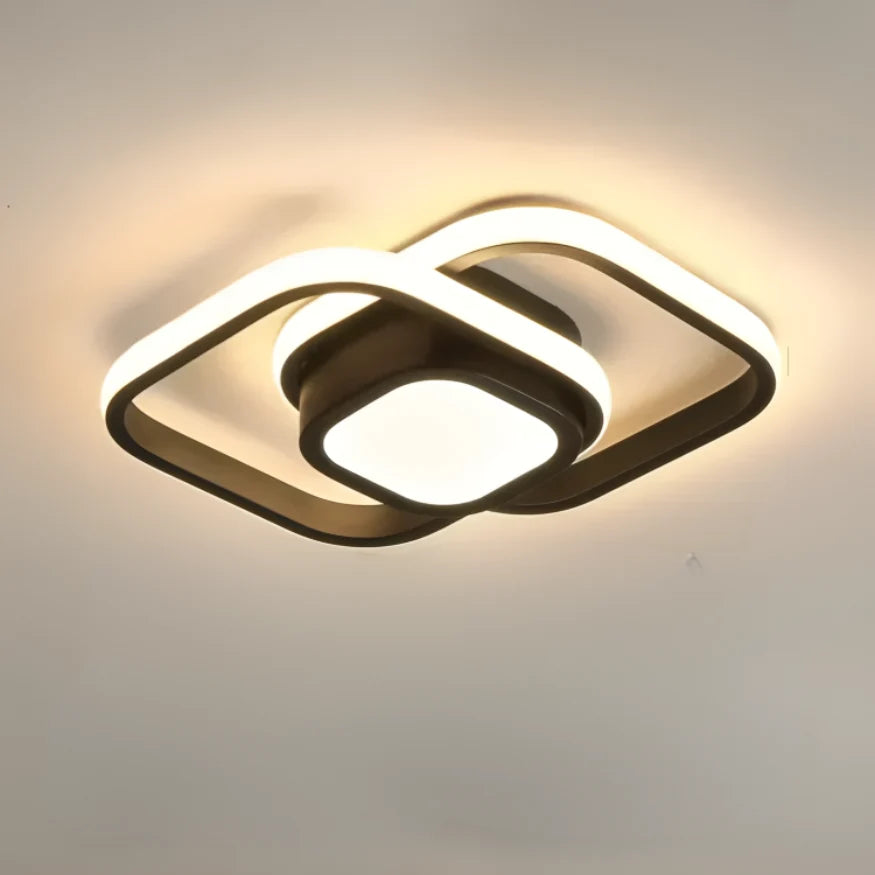 Ceiling Light Double-Ring LED Warm White Aluminum & Acrylic