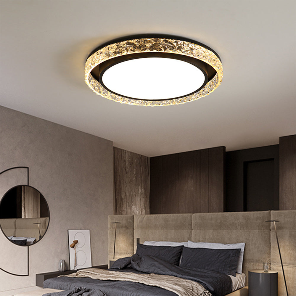 Ceiling Light Flush Mount Crystal Halo Remote Dimmable