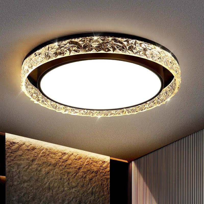 Ceiling Light Flush Mount Crystal Halo Remote Dimmable