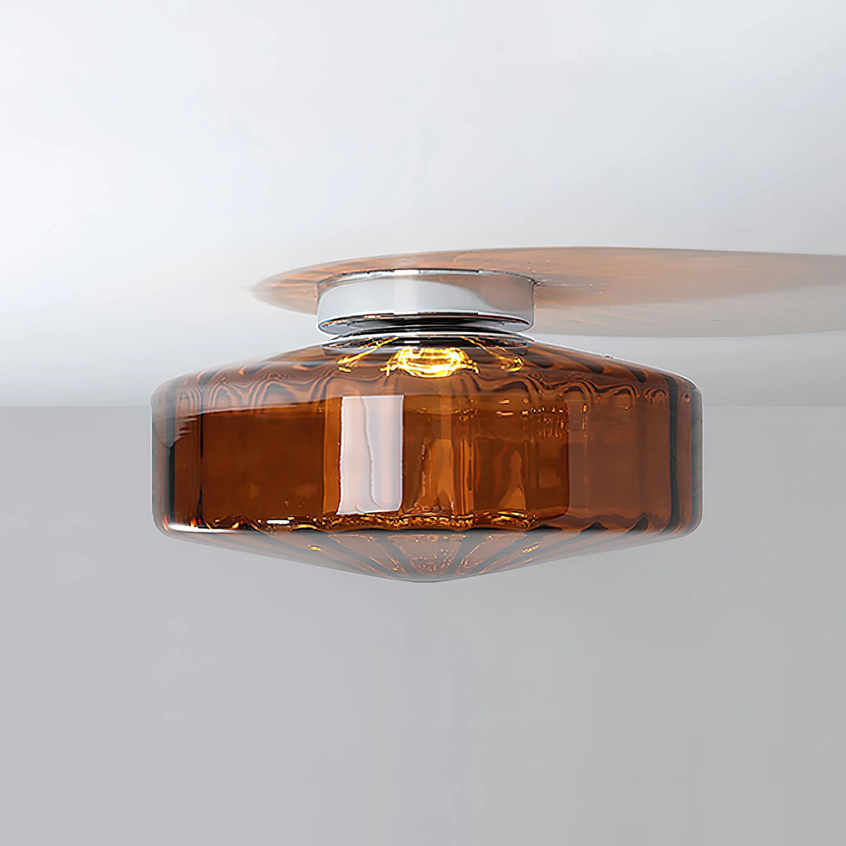Ceiling Light Flush-Mount Ribbed Glass & Dimmable LED