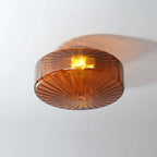 Ceiling Light Flush-Mount Ribbed Glass & Dimmable LED