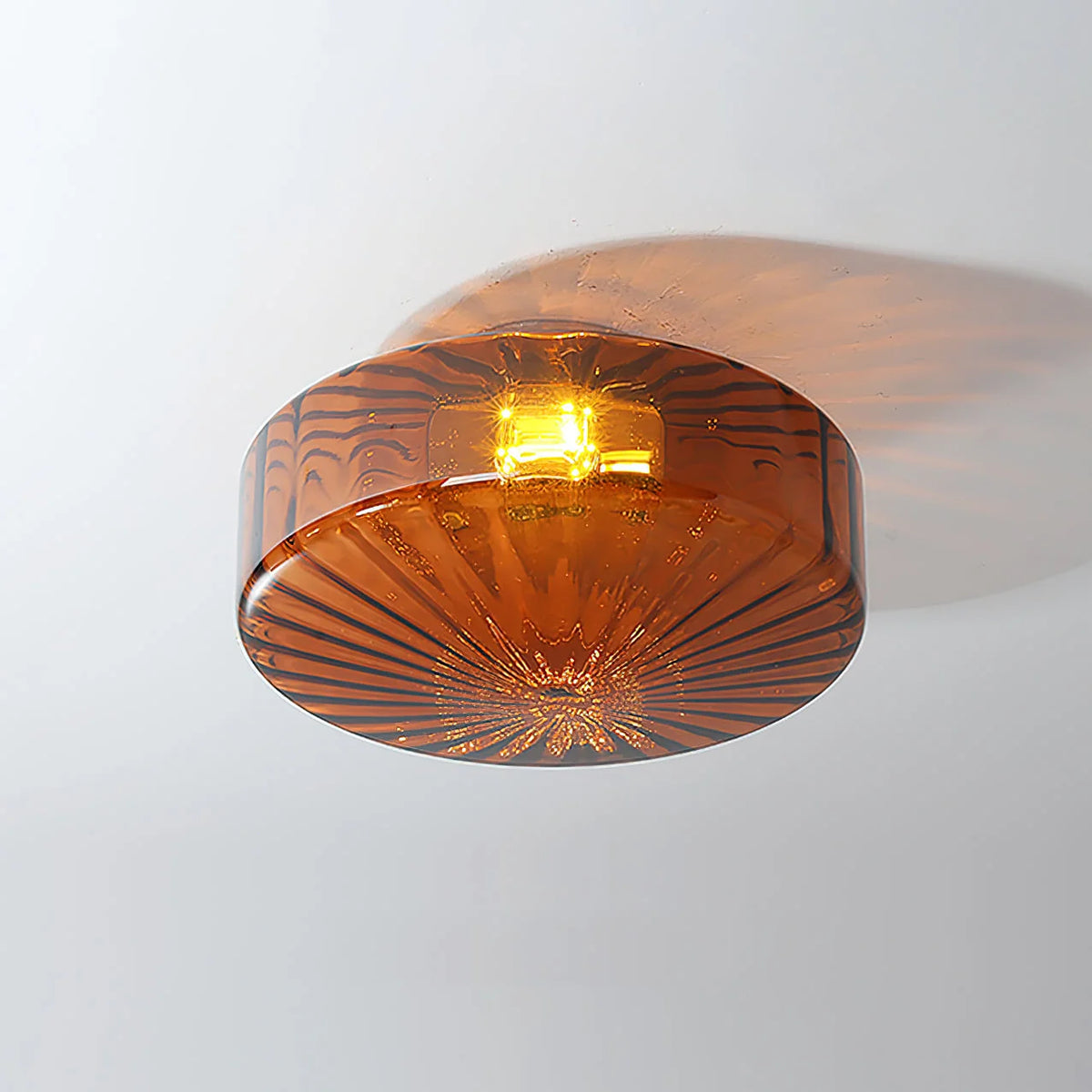 Ceiling Light Flush-Mount Ribbed Glass & Dimmable LED