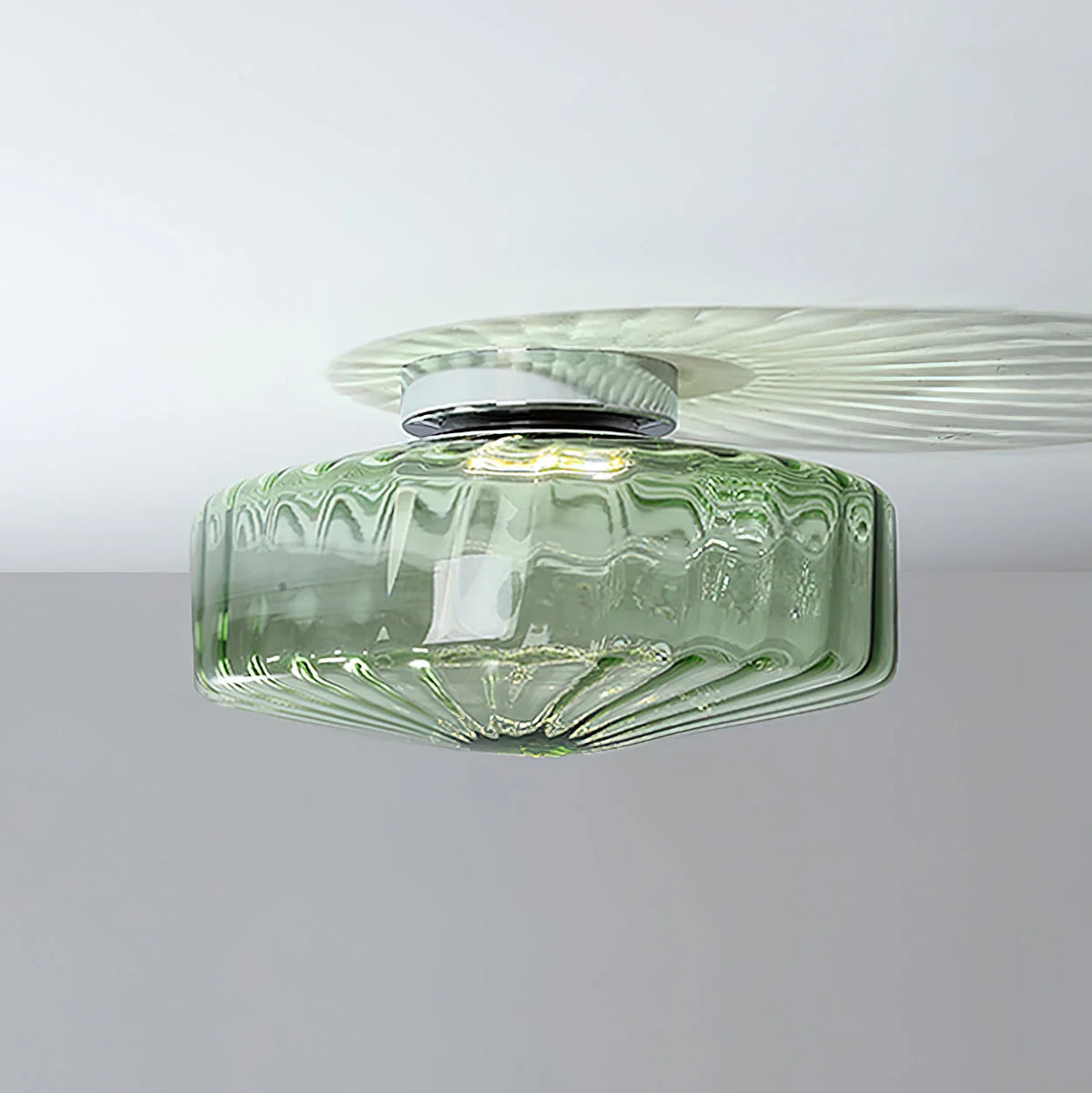 Ceiling Light Flush-Mount Ribbed Glass & Dimmable LED