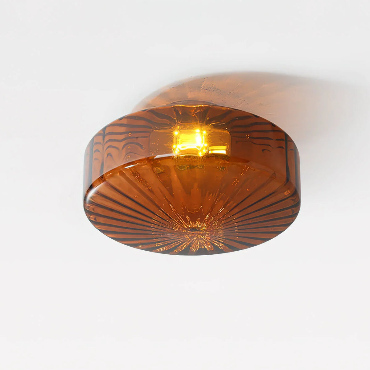Ceiling Light Flush-Mount Ribbed Glass & Dimmable LED