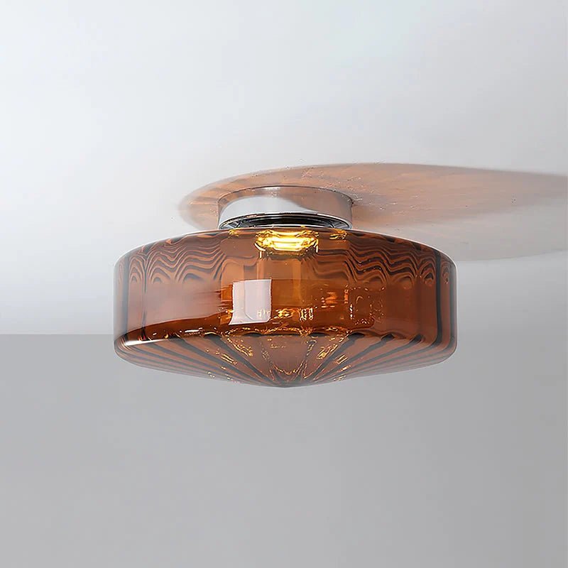 Ceiling Light Flush-Mount Ribbed Glass & Dimmable LED