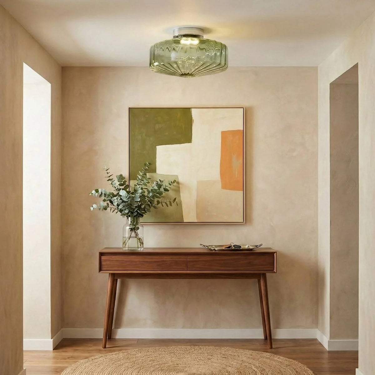 Ceiling Light Flush-Mount Ribbed Glass & Dimmable LED