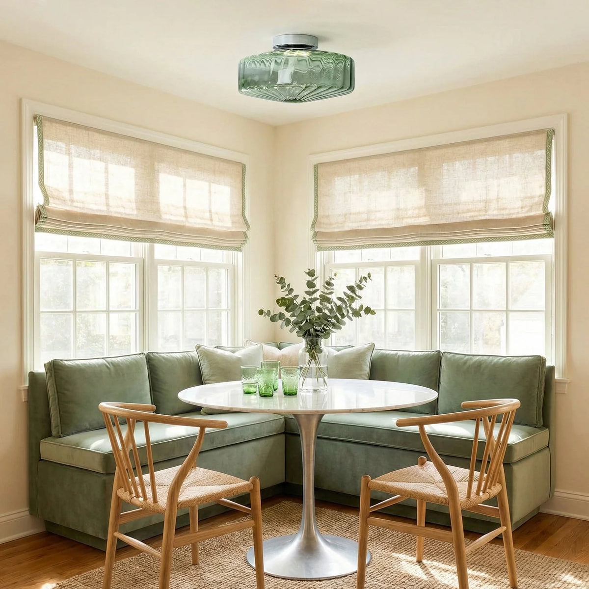 Ceiling Light Flush-Mount Ribbed Glass & Dimmable LED