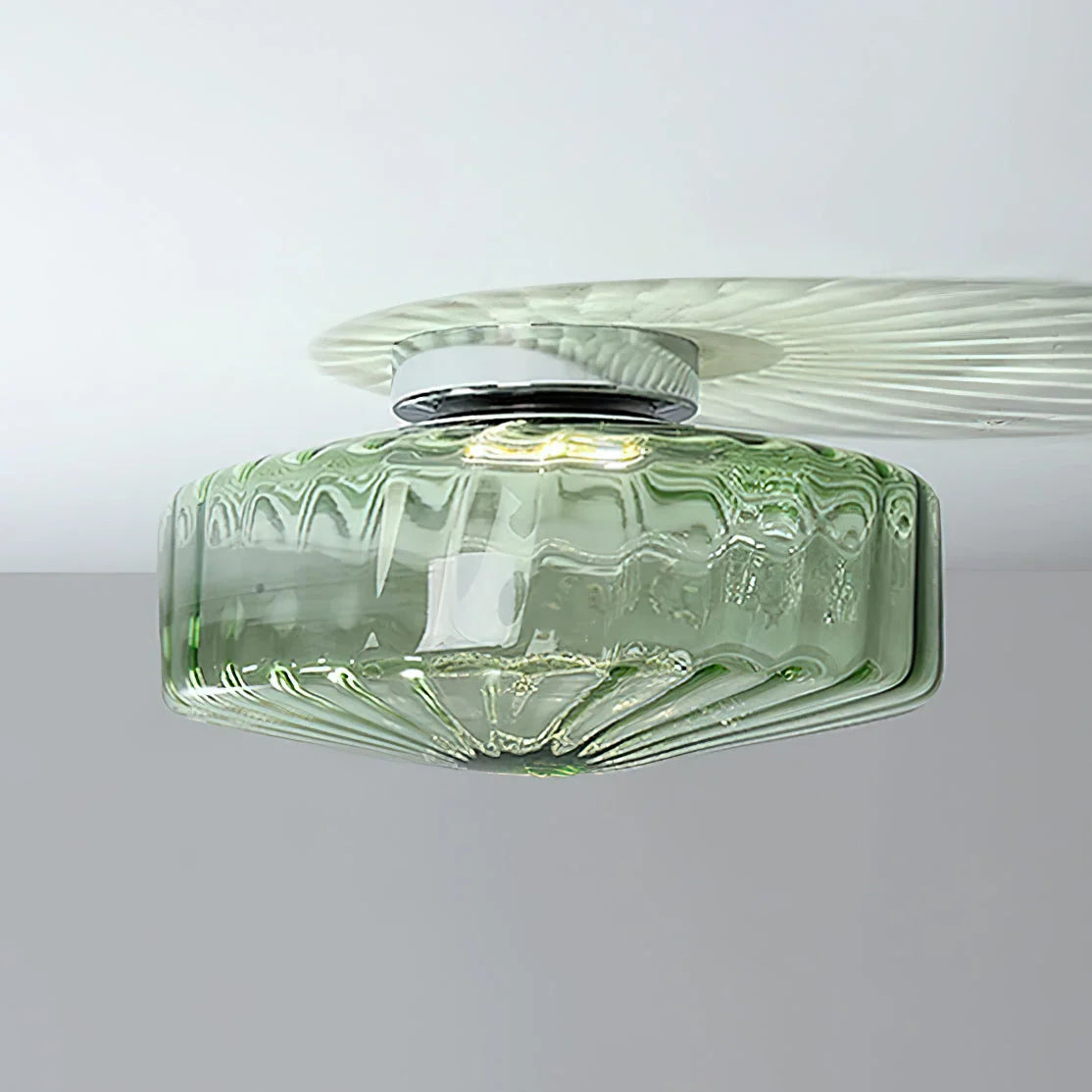 Ceiling Light Flush-Mount Ribbed Glass & Dimmable LED