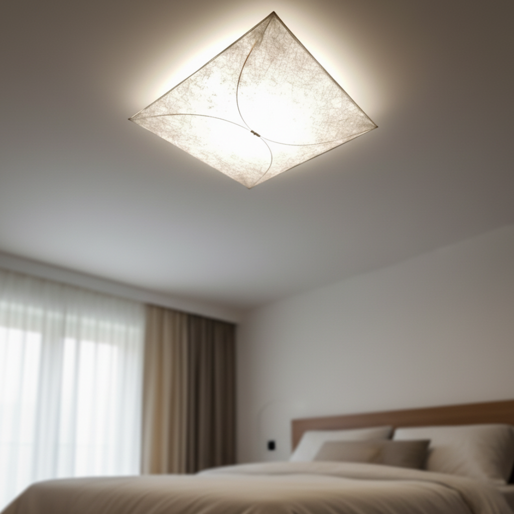 Ceiling Light Flush Mount Translucent Paper & Aluminum Frame