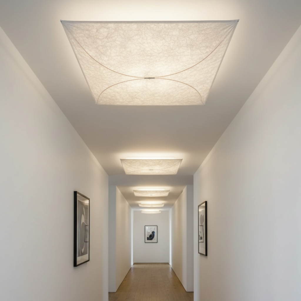 Ceiling Light Flush Mount Translucent Paper & Aluminum Frame