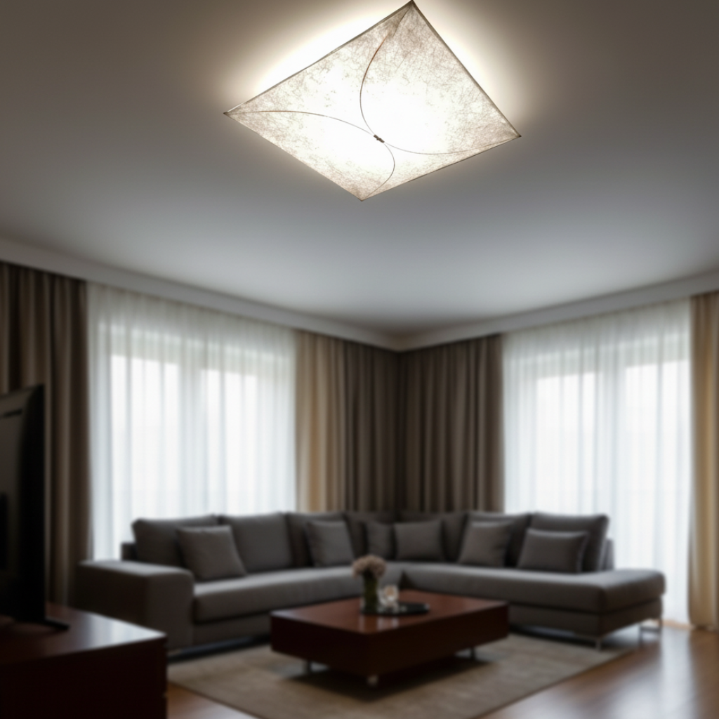 Ceiling Light Flush Mount Translucent Paper & Aluminum Frame