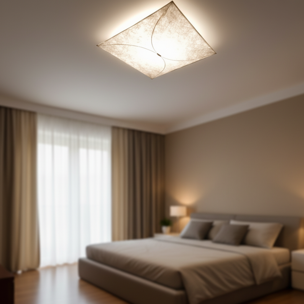 Ceiling Light Flush Mount Translucent Paper & Aluminum Frame