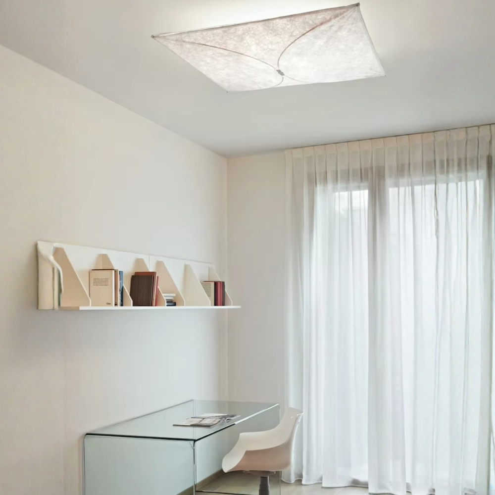 Ceiling Light Flush Mount Translucent Paper & Aluminum Frame