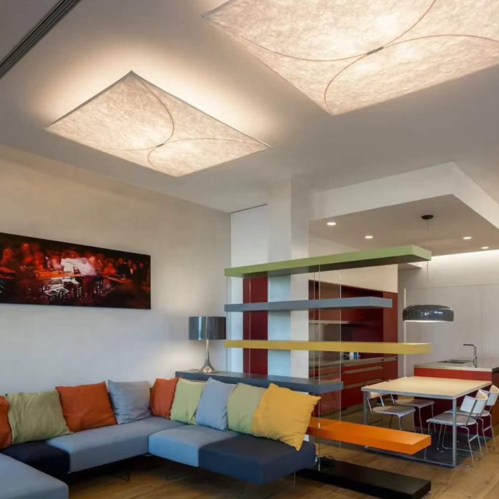 Ceiling Light Flush Mount Translucent Paper & Aluminum Frame