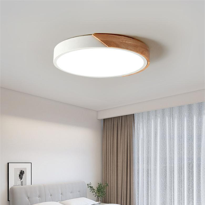 Ceiling Light Flush Mount Wood Accent Warm LED