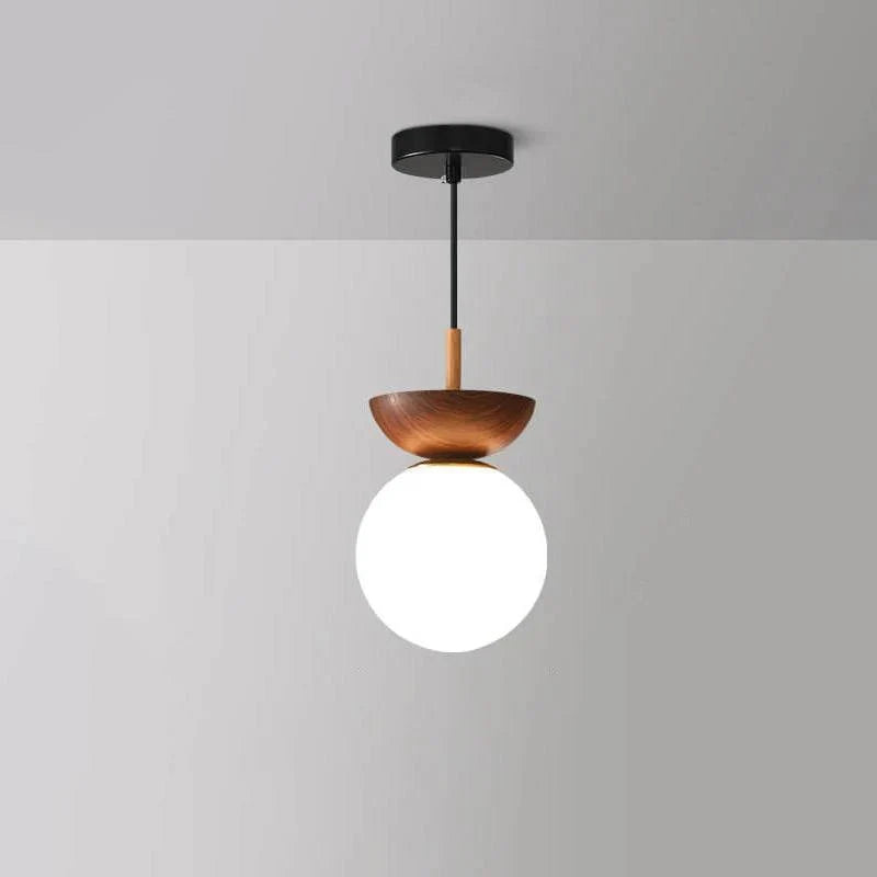 Ceiling Light Glass Globe Wood Grain Finish
