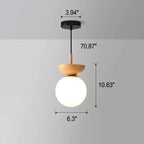 Ceiling Light Glass Globe Wood Grain Finish