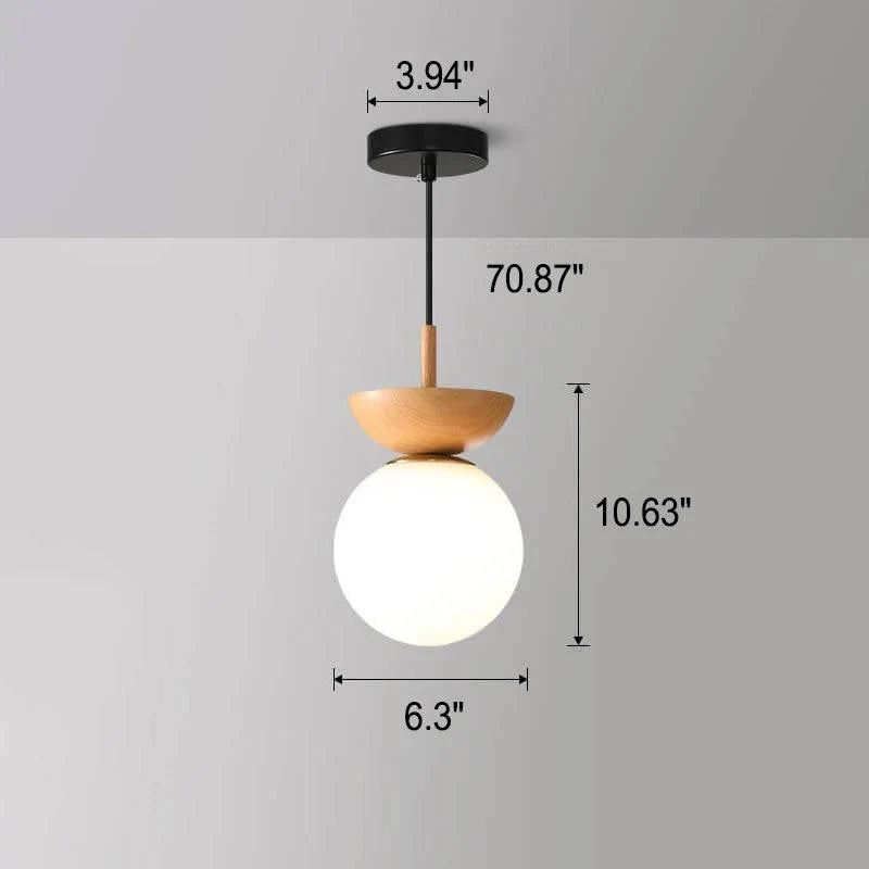 Ceiling Light Glass Globe Wood Grain Finish