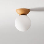 Ceiling Light Glass Globe Wood Grain Finish