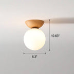Ceiling Light Glass Globe Wood Grain Finish