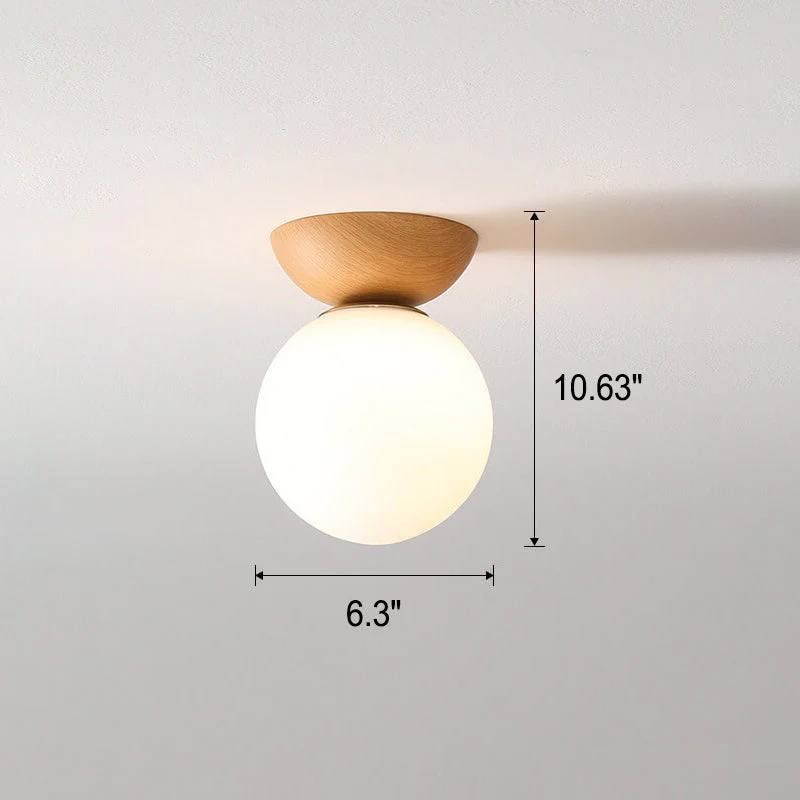 Ceiling Light Glass Globe Wood Grain Finish