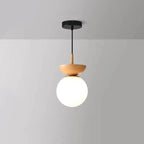 Ceiling Light Glass Globe Wood Grain Finish