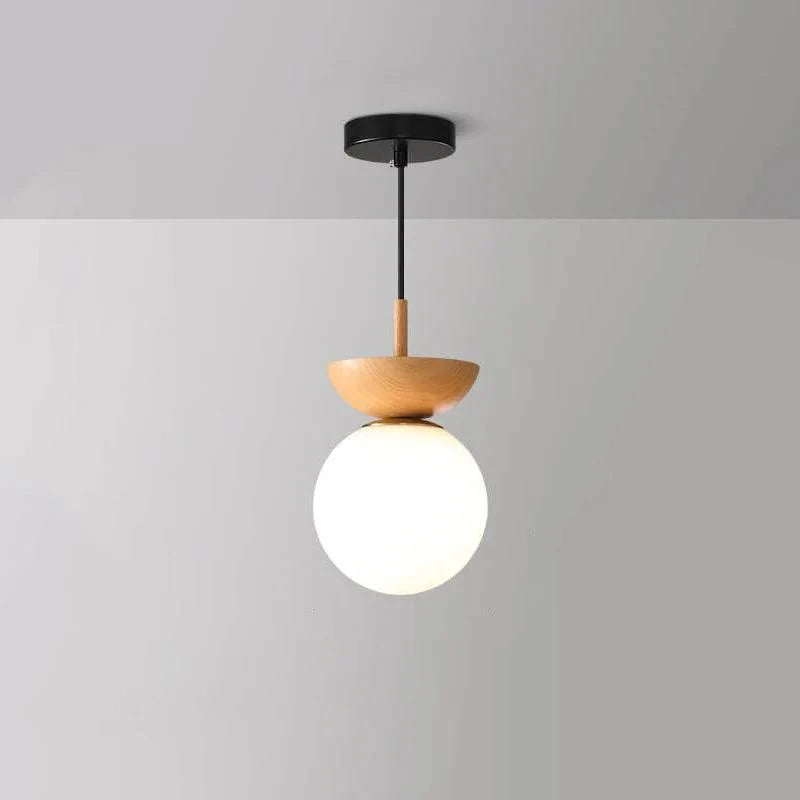Ceiling Light Glass Globe Wood Grain Finish