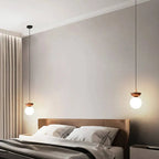 Ceiling Light Glass Globe Wood Grain Finish