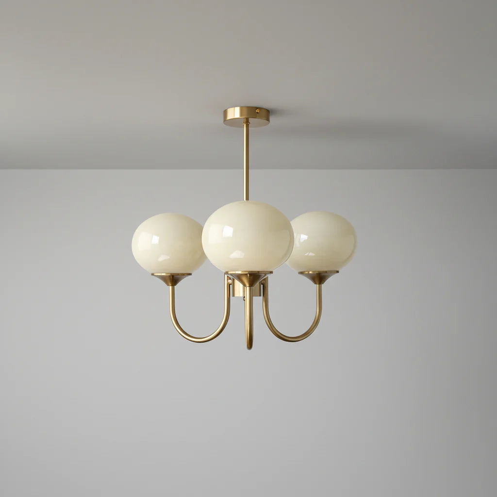 Ceiling Light Handcrafted Pink Glass & Gold Finish