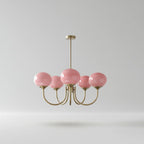 Ceiling Light Handcrafted Pink Glass & Gold Finish