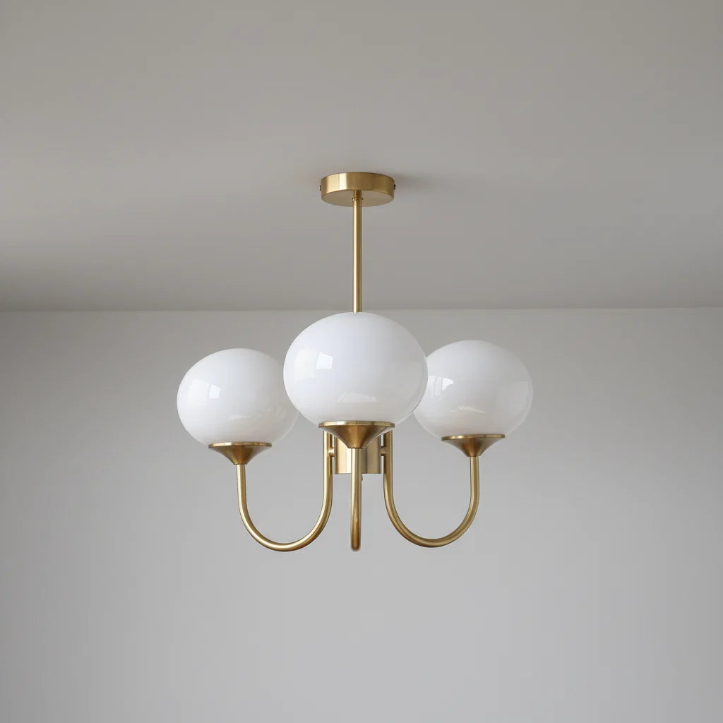 Ceiling Light Handcrafted Pink Glass & Gold Finish