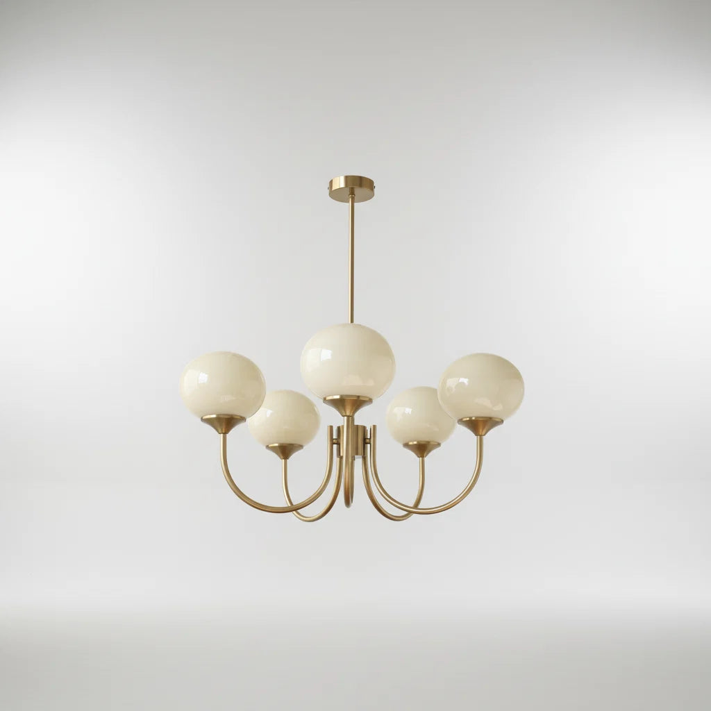 Ceiling Light Handcrafted Pink Glass & Gold Finish