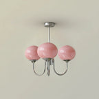 Ceiling Light Handcrafted Pink Glass & Gold Finish