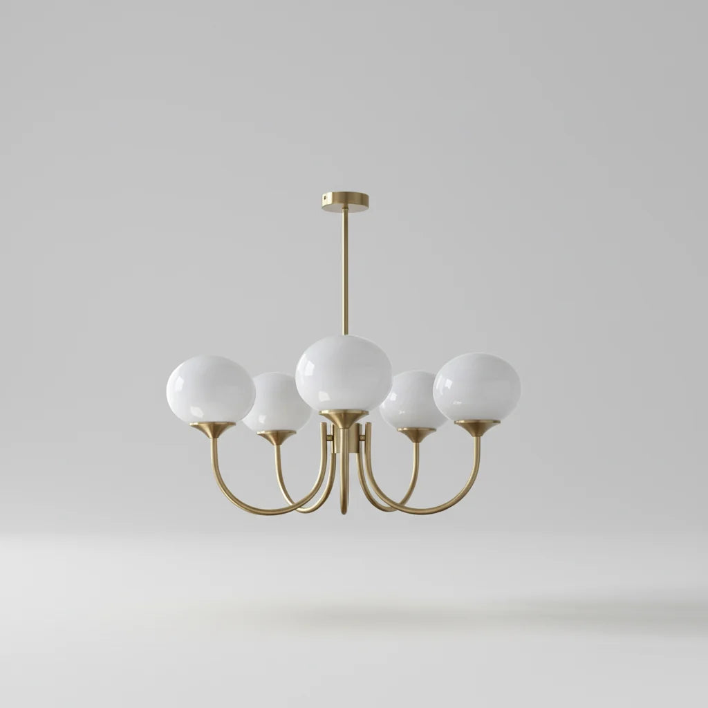 Ceiling Light Handcrafted Pink Glass & Gold Finish