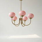 Ceiling Light Handcrafted Pink Glass & Gold Finish