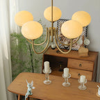 Ceiling Light Handcrafted Pink Glass & Gold Finish