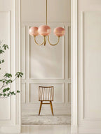 Ceiling Light Handcrafted Pink Glass & Gold Finish