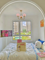 Ceiling Light Handcrafted Pink Glass & Gold Finish