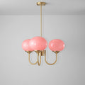 Ceiling Light Handcrafted Pink Glass & Gold Finish