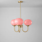 Ceiling Light Handcrafted Pink Glass & Gold Finish