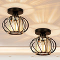 Ceiling Light Industrial Cage Glass Polished Metal