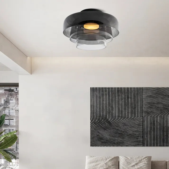 Ceiling Light Layered Glass Warm Glow LED Compatible