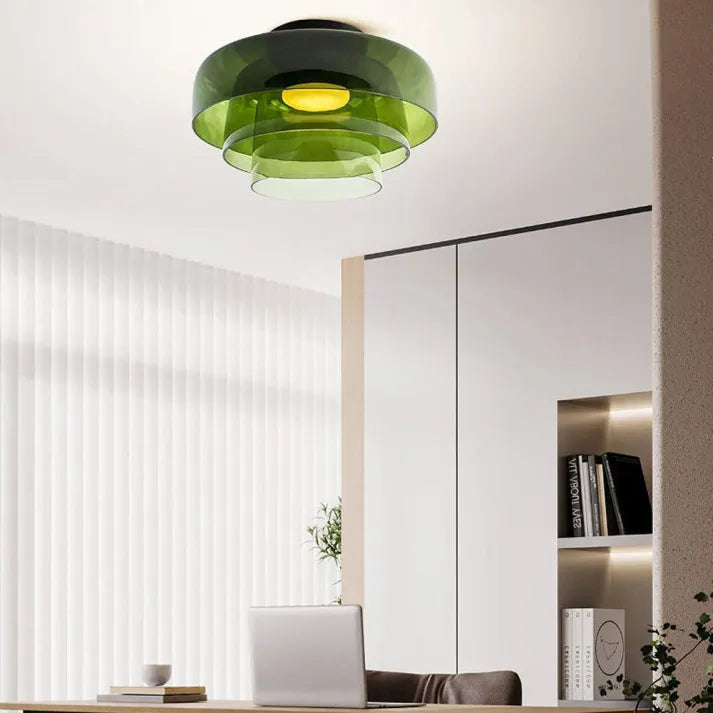 Ceiling Light Layered Glass Warm Glow LED Compatible